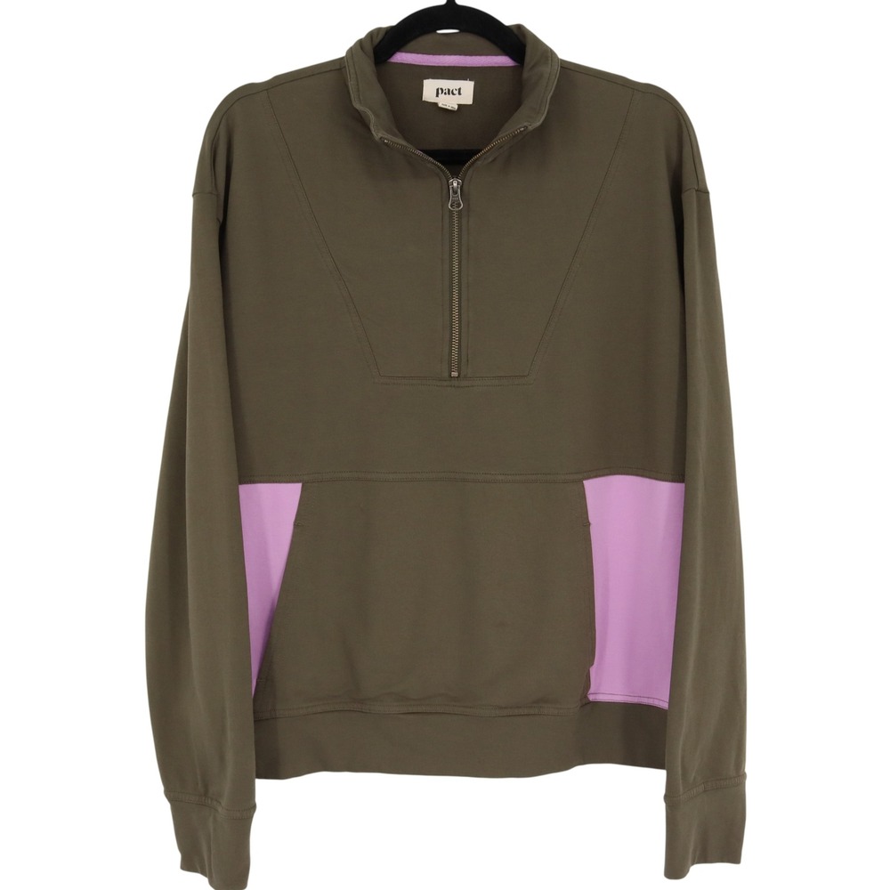 Pact Grape Leaf/Wild Orchid Perfectly Lightweight Quarter Zip Size L Pullover